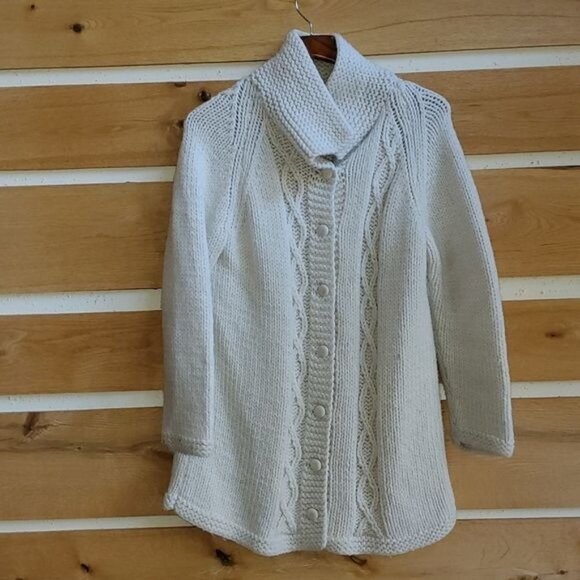 Vintage Heavy Cable Knitted Button Down Long Sleeve Sweater Sz. XL Cardigan - Picture 3 of 10